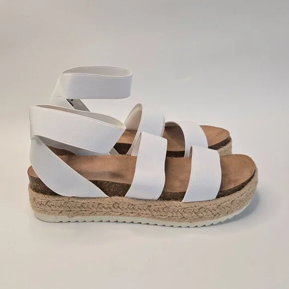 Madden Girl Carly Platform Espadrille Sandals 7M White Original Box Y2K Style - Picture 7 of 10